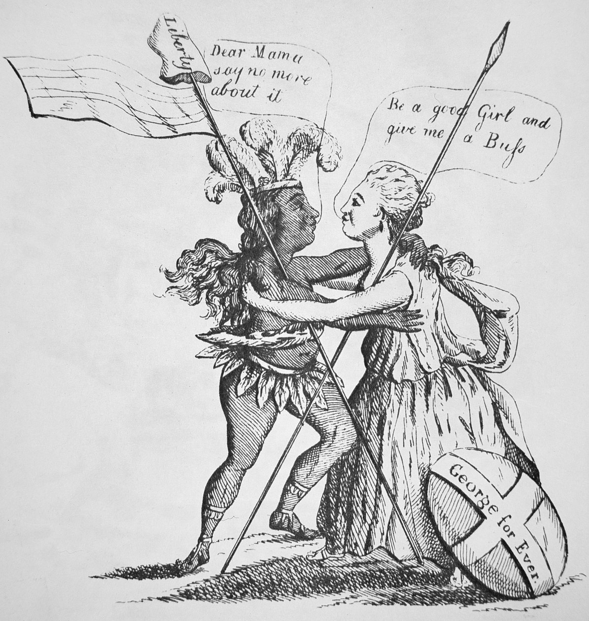 Britannia ve kızı Amerika arasındaki uzlaşma by English School