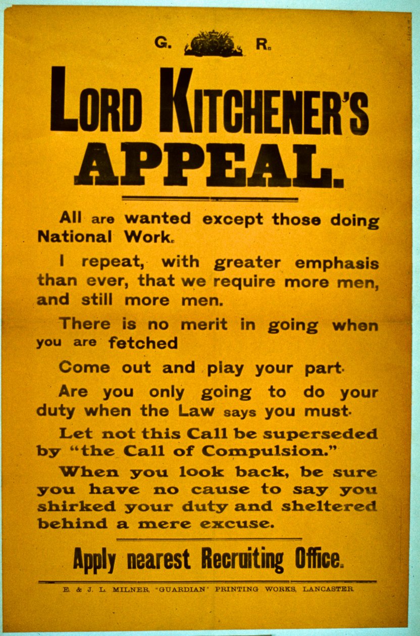 İşe Alım Posteri - Lord Kitcheners Temyizi, 1914-18 by English School