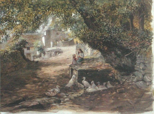 Gölgede Dinlenmek, c.1880 (kağıt üzerine sulu boya) by English School
