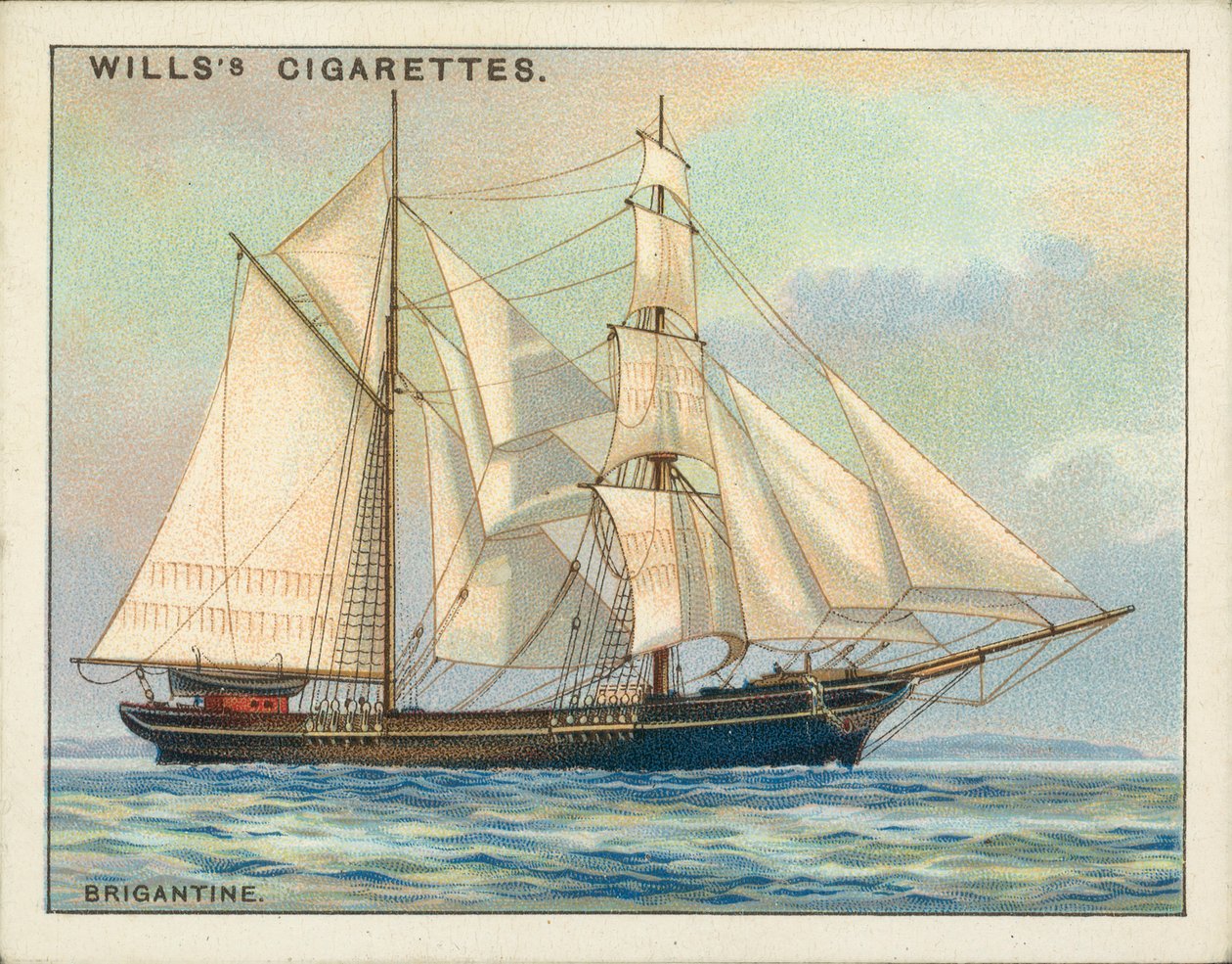 Gemi donanımları: Brigantine (renkli taş baskı) by English School