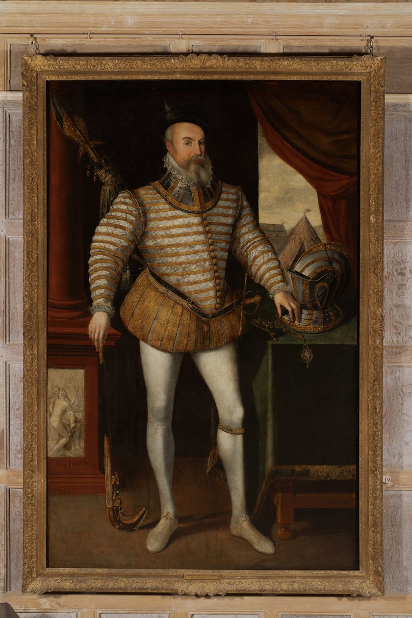 Robert Dudley, Leicester Kontu, c.1532-88 (tuval üzerine yağlı boya) by English School