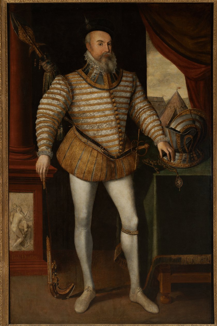 Robert Dudley, Leicester Kontu, c.1532-88 (tuval üzerine yağlı boya) by English School