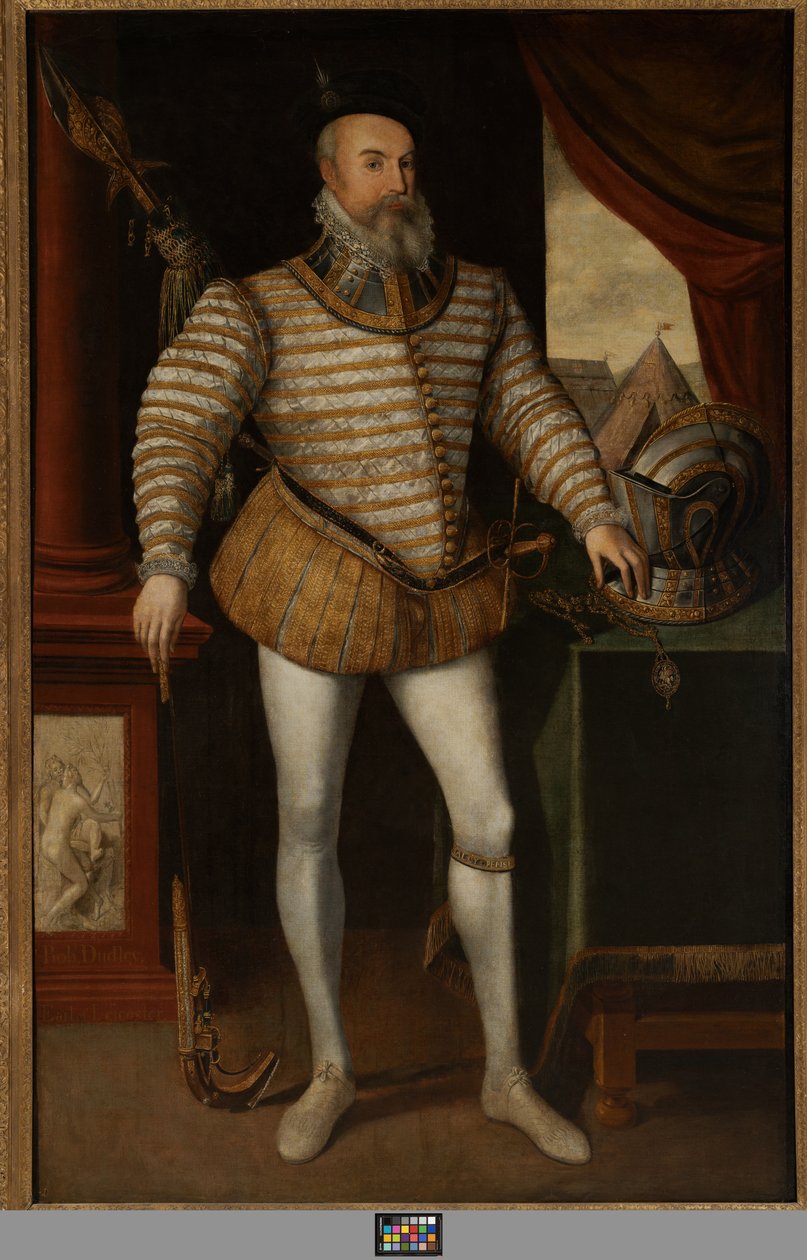 Robert Dudley, Leicester Kontu, c.1532-88 (tuval üzerine yağlı boya) by English School