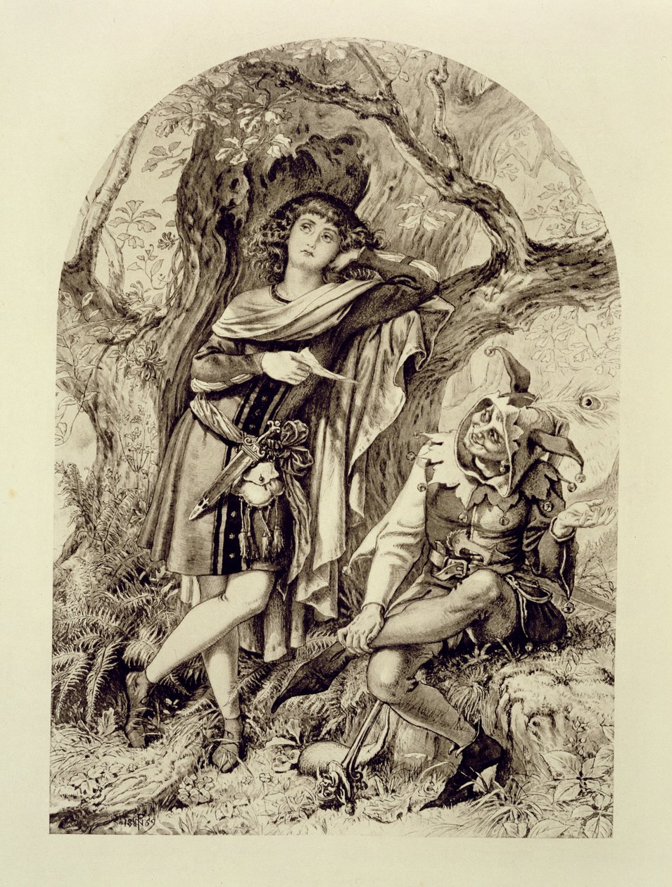 Rosalind ve Touchstone, III. Perde Sahne 2, İstediğiniz Gibi, William Shakespeare (1564-1616) by English School