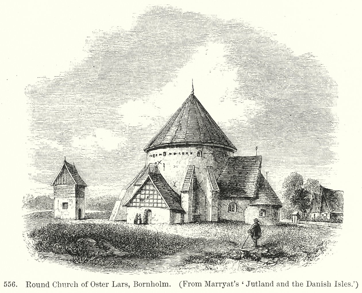 Oster Lars Yuvarlak Kilisesi, Bornholm (gravür) by English School