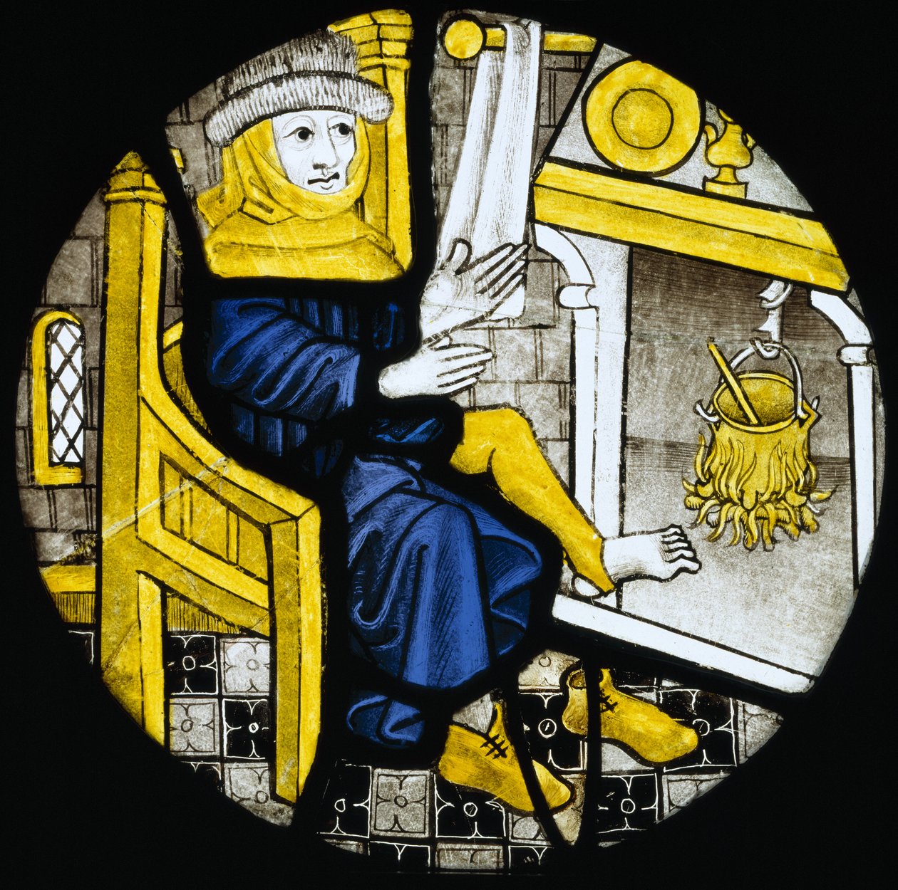 15. yüzyılın sonları Şubat ayını tasvir eden Roundel (vitray) by English School