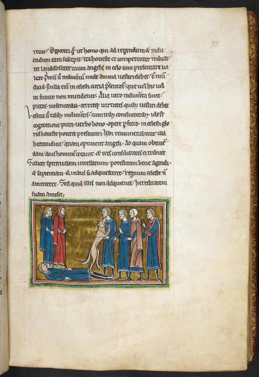 Kraliyet 12 F.XIII, f.33 Köpek bir katili teşhis ediyor.  , Bestiary