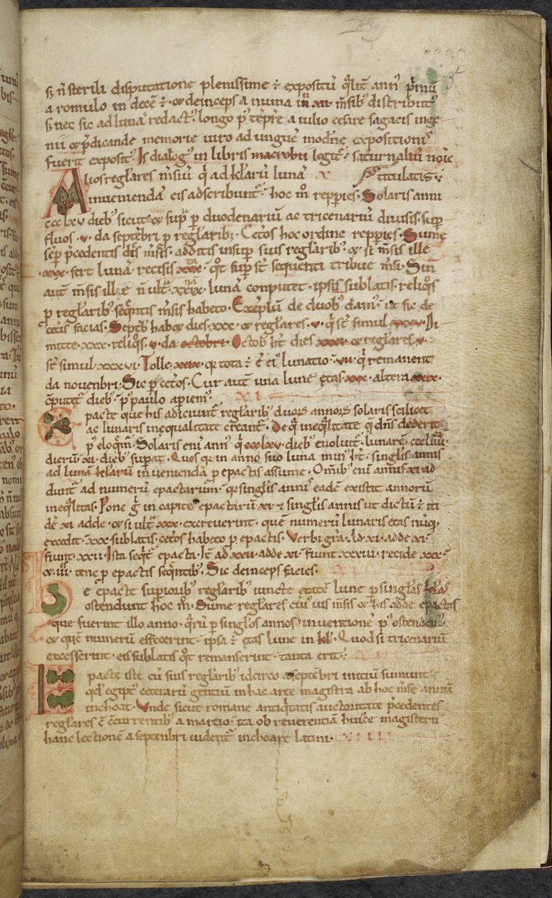 Royal 13. A.XI, f.5 İlk ve kenar çizimleri, Computus, Auxerre Yardımcısı (parşömen); by English School