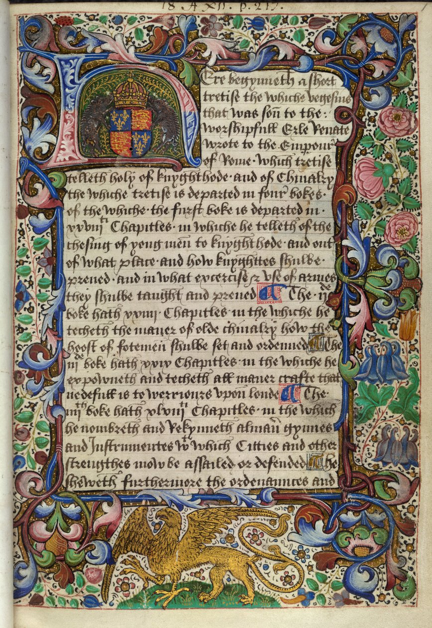 Kraliyet 18 A. XII fol.1 Işıklı ilk 