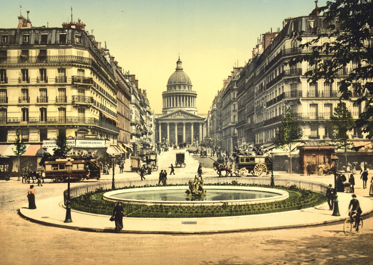 Rue Soufflot, Paris (el ile renklendirilmiş fotoğraf) by English School