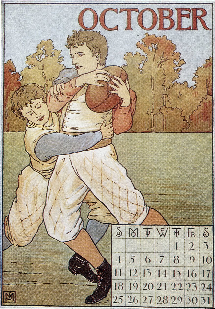 Rugbymen - İngiliz takvimi, v. 1895 by English School