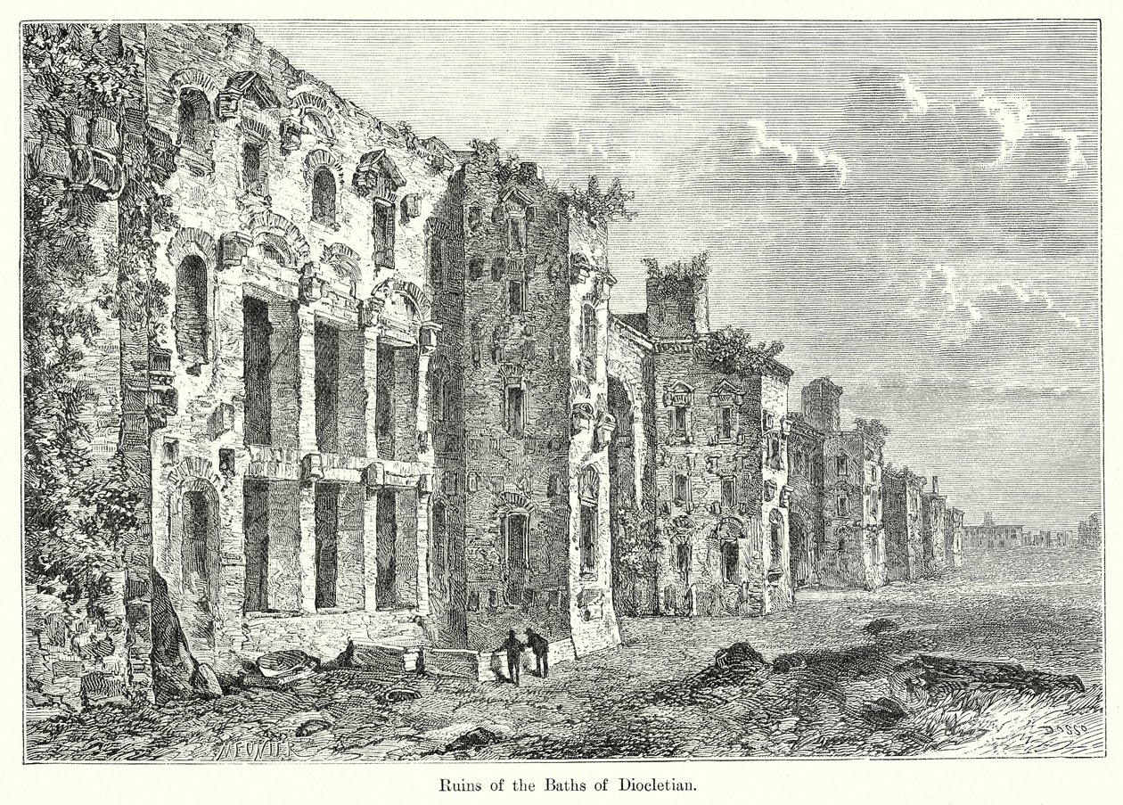 Diocletianus Hamamlarının Kalıntıları (gravür) by English School