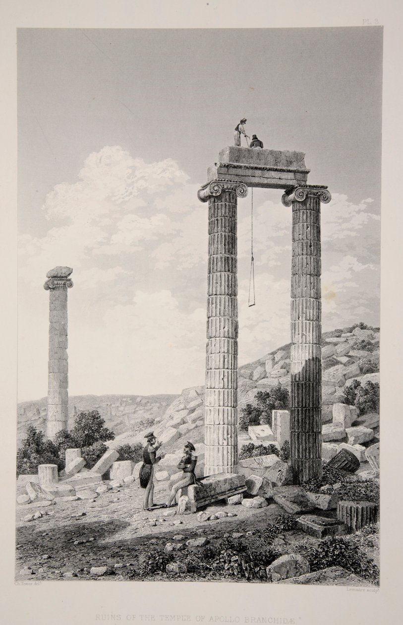 Apollo Branchidae Tapınağı kalıntıları, pub. 1863 litografi. by English School