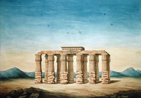 Hermopolis Tapınağı Harabeleri (kağıt üzerine sulu boya) by English School