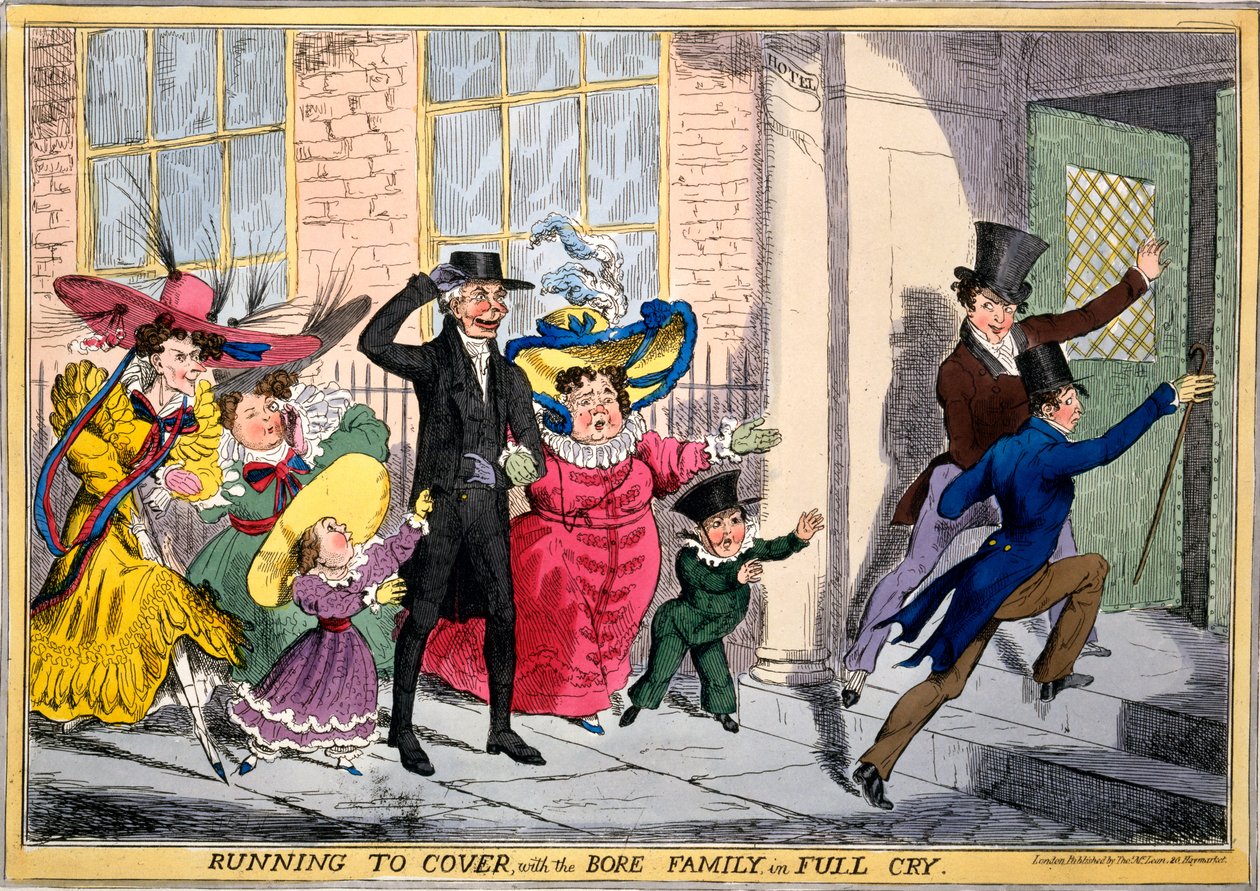 Full Cry'da Bore Ailesi ile Korunmak İçin Koşmak, 1830 dolayları (el ile boyanmış gravür) by English School