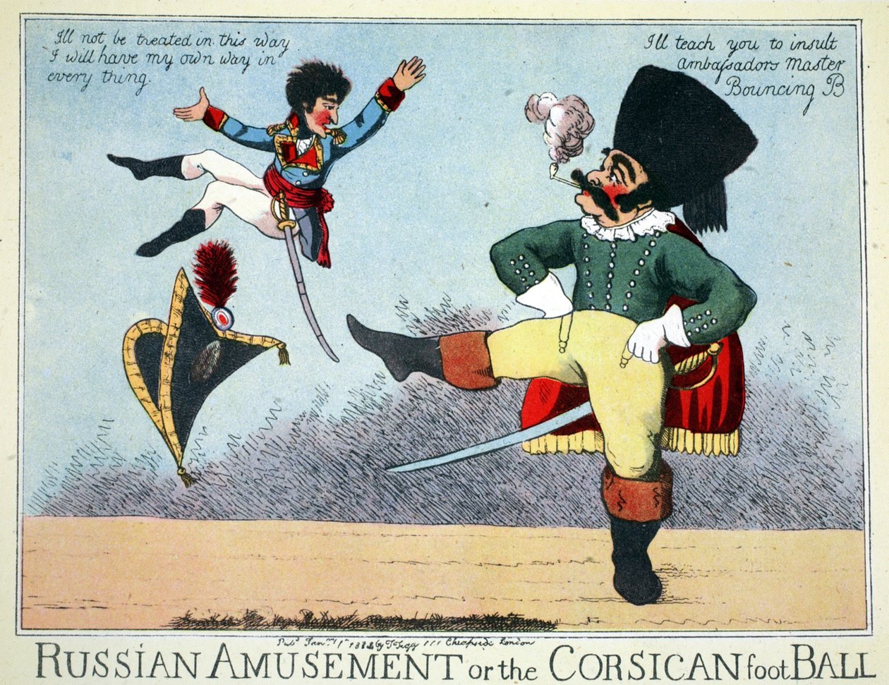 Rus Eğlencesi veya Korsika futbolu, pub. Thomas Tegg, Cheapside, Londra, Ocak 1814 (el boyaması gravür) by English School