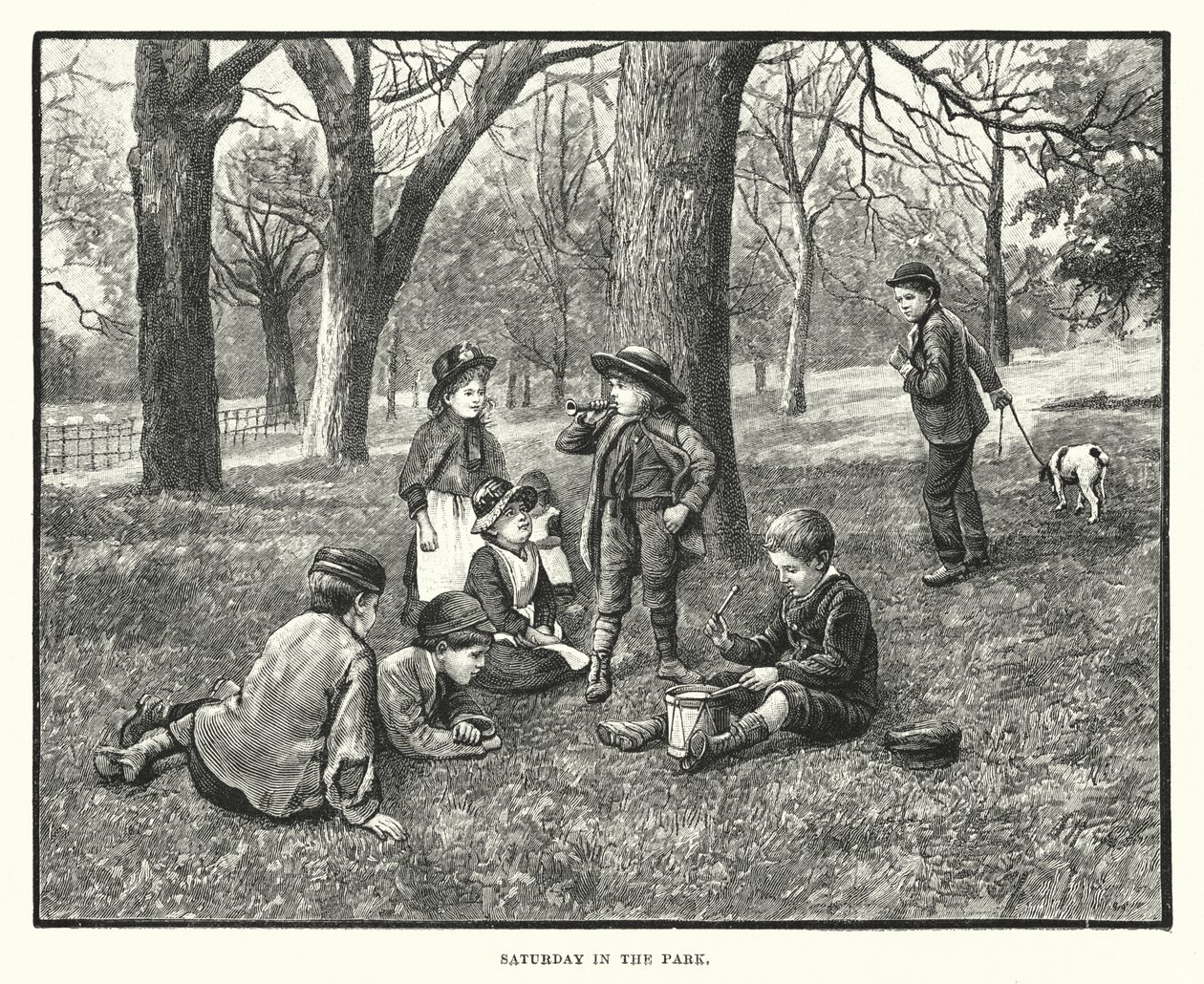 Parkta Cumartesi (gravür) by English School