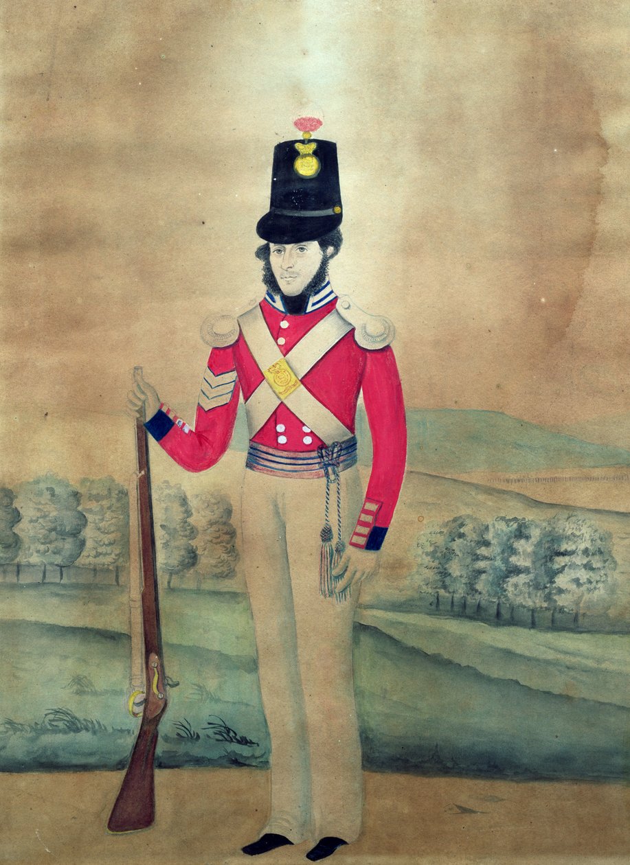 Çavuş, İngiliz Ordusu, c.1815 (kağıt üzerinde wc) by English School