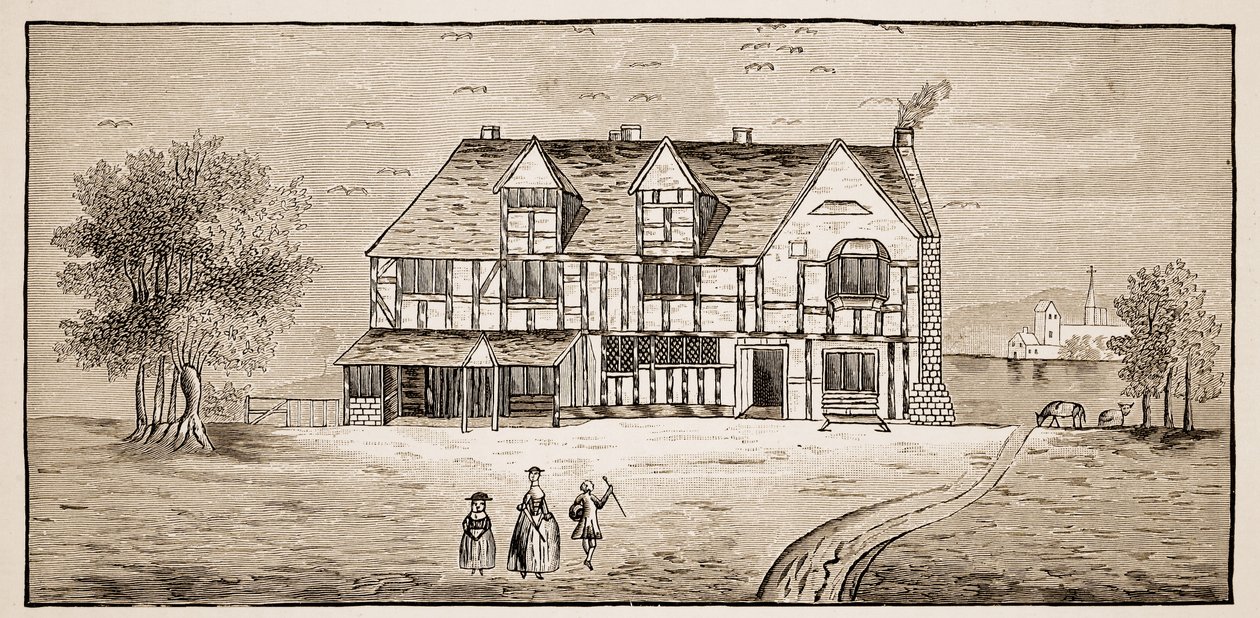 Shakespeare Evi, Stratford-Upon-Avon (sepya fotoğrafı) by English School