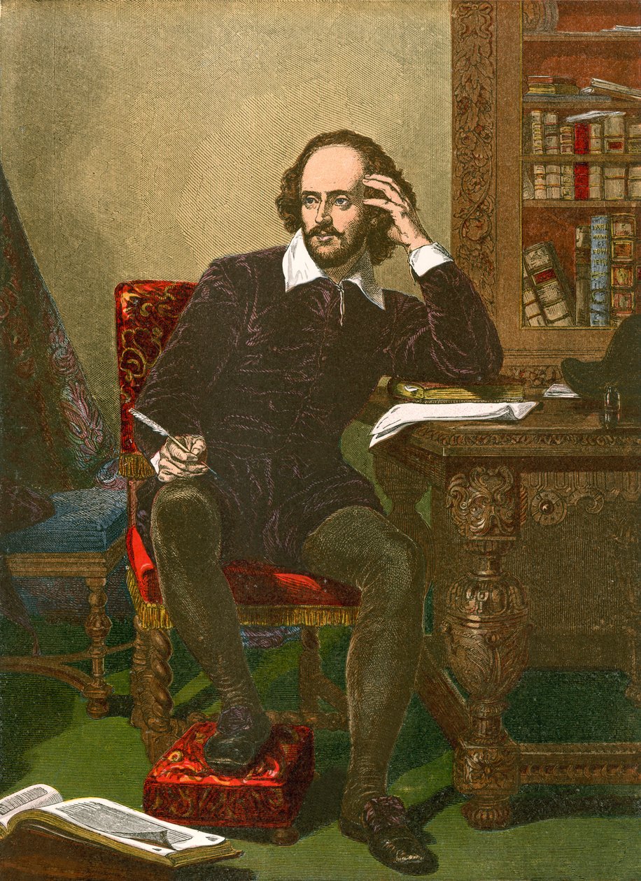 Shakspeare (renkli gravür) by English School