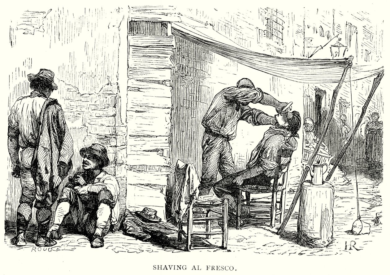 Al Fresco Tıraş (gravür) by English School
