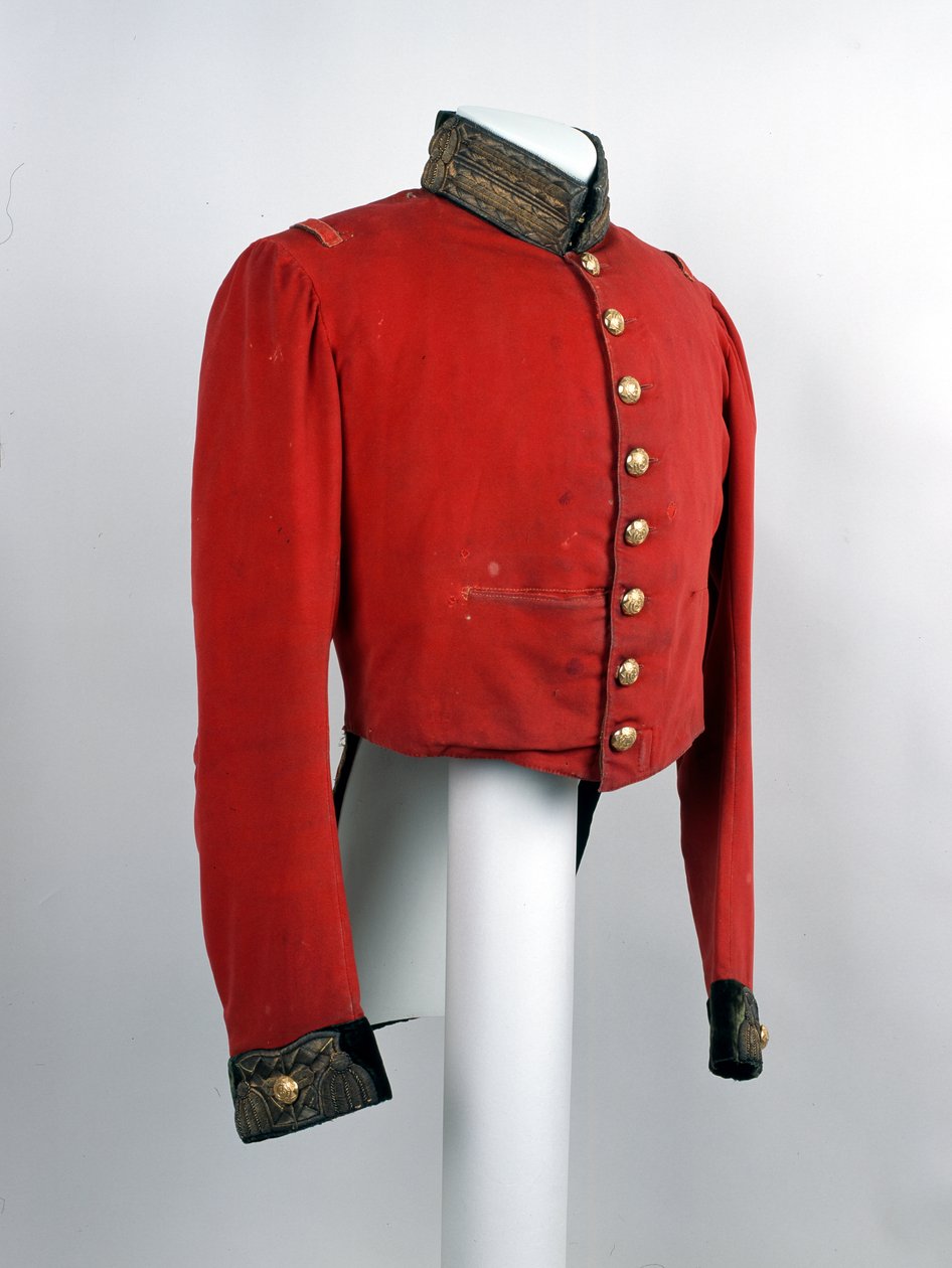 Kısa kuyruklu kaban, 5. (Galler Prensesi Charlotte) Dragoon Muhafızları, c.1854 (yün kumaş, altın tel ve pul işlemeli süs) by English School