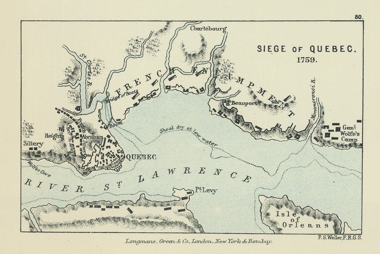 Quebec Kuşatması (renkli taş baskı) by English School