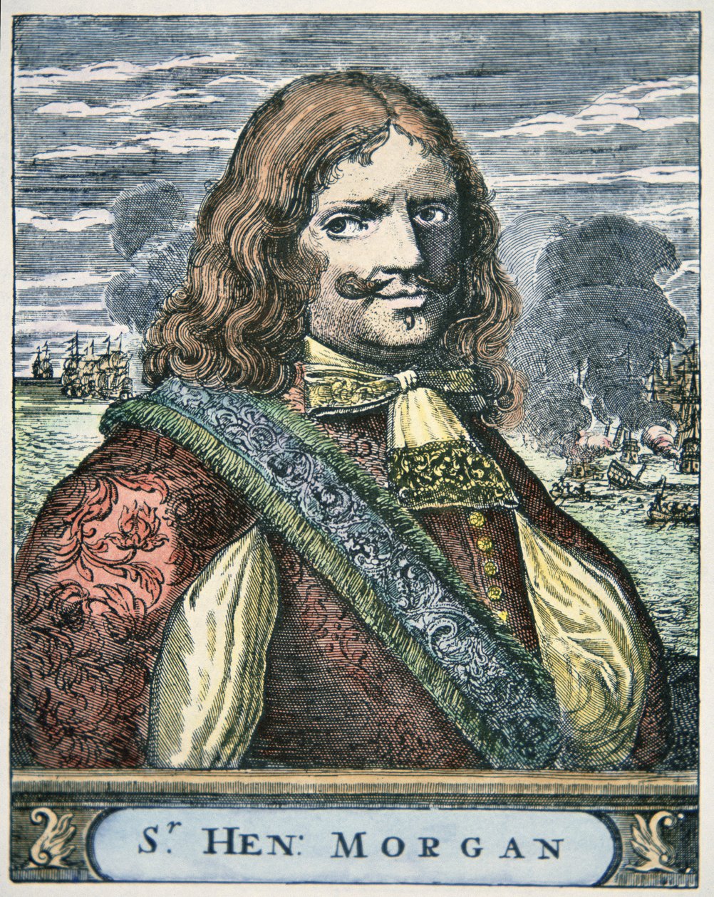 Sir Henry Morgan (c.1635-88) (renkli gravür) by English School