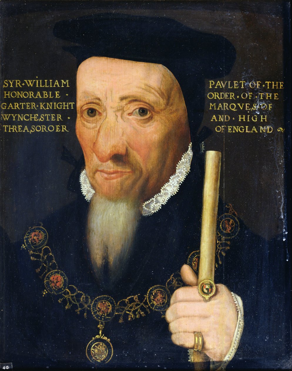 Sir William Paulet (1474/5-1572) 1. Winchester Markisi (panelde yağlı boya) by English School