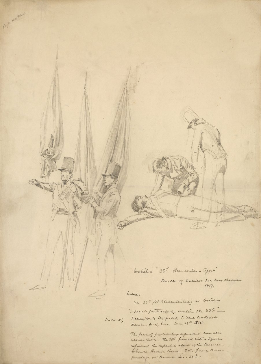 Waterloo Askerleri (kağıt üzerine kurşun kalem) by English School