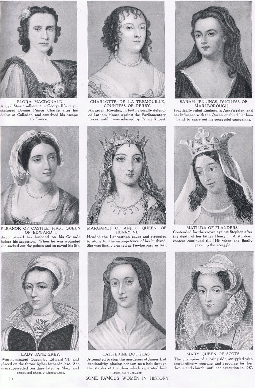 Tarihte Bazı Ünlü Kadınlar, Hutchinsons Uluslar Tarihinden bir örnek, c.1910 by English School