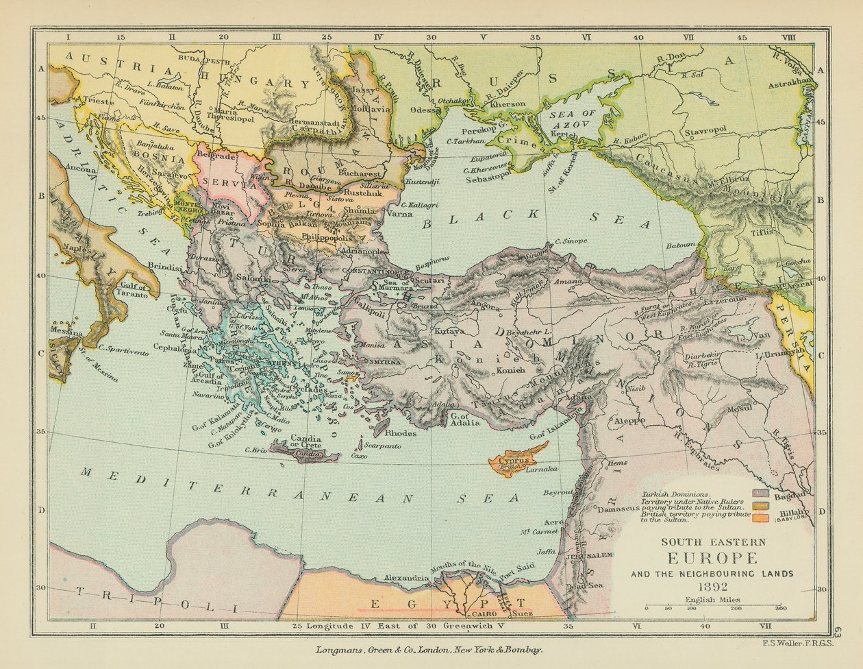 Güney Doğu Avrupa ve Komşu Topraklar (renkli taş baskı) by English School