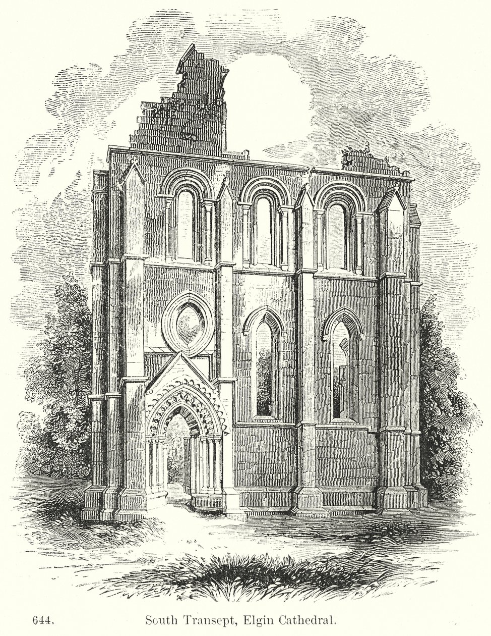 Güney Transept, Elgin Katedrali (gravür) by English School