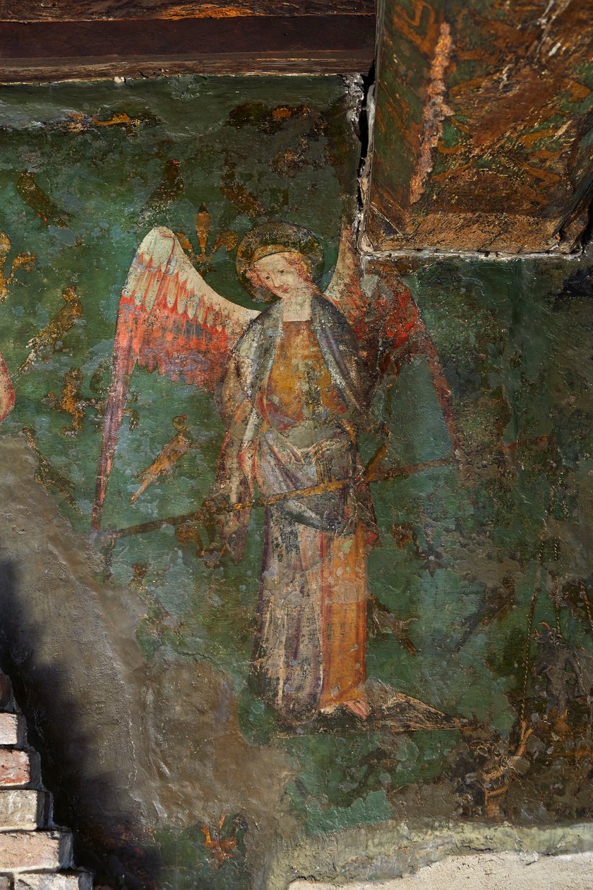 Başmelek Aziz Michael, Byward Kulesi duvar resminin detayı by English School
