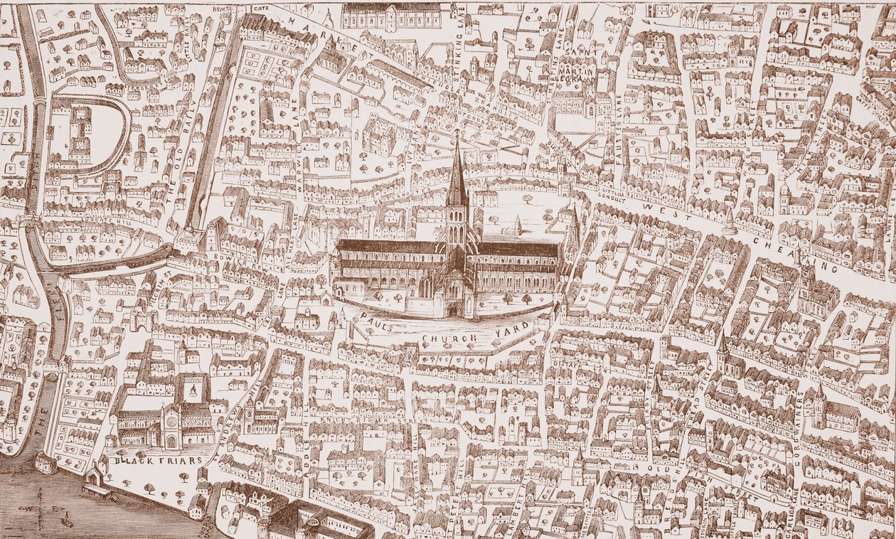 Henry VIII zamanında St Pauls ve çevresi by English School