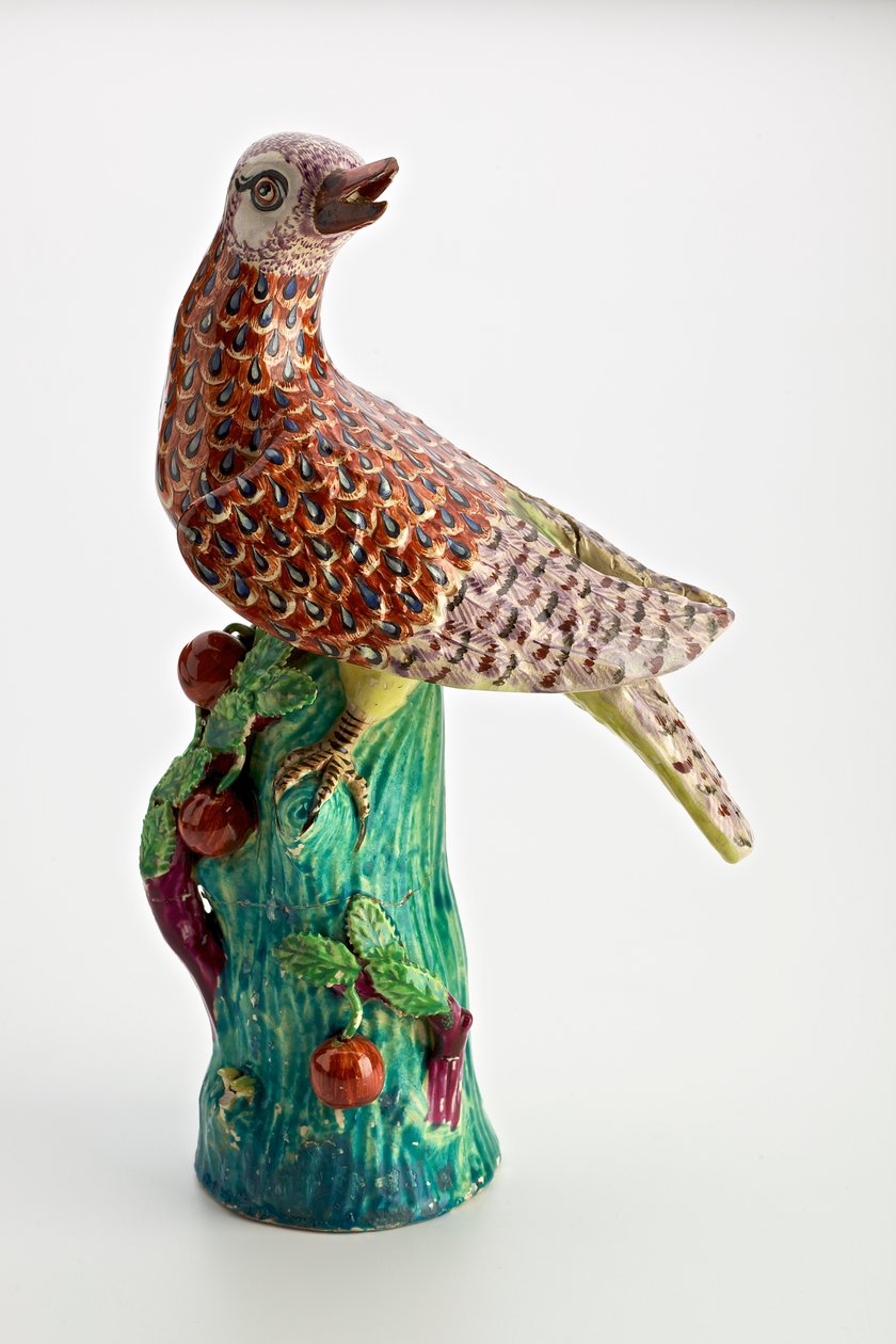Staffordshire kuş figürü, c.1750-1850 (toprak çanak çömlek) by English School