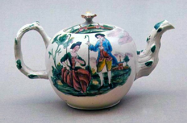 Staffordshire tuzlu camlı çaydanlık, aile gülleriyle süslenmiş, c.1770 (seramik) by English School