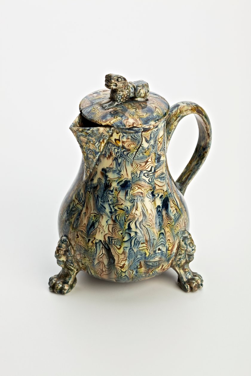 Staffordshire masif agateware efektli sürahi, c.1760-70 (kurşun sırlı çömlek) by English School