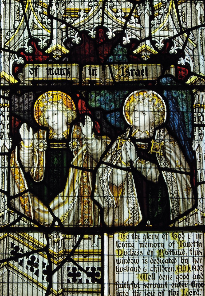 Rutland'ın 7. Düşesi Janetta'ya adanmış vitray pencere, Güney Transept by English School