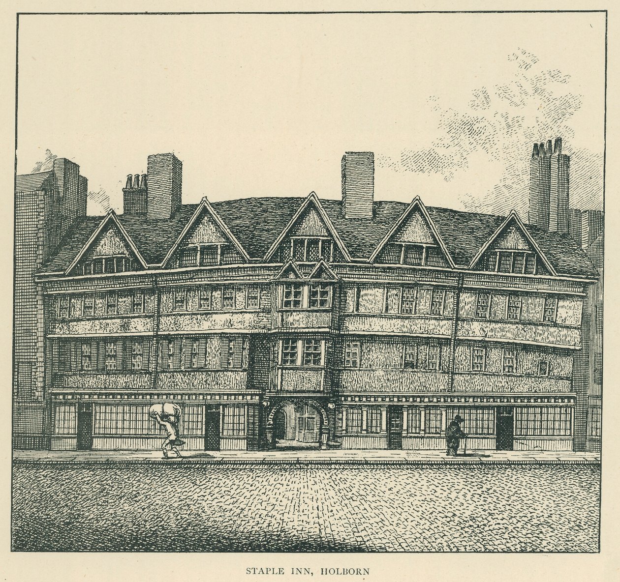 Staple Inn, Holborn (lito) by English School