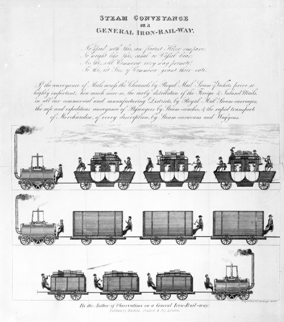 Genel Demir Demiryolunda Buhar Taşımacılığı, 1825 (gravür) by English School