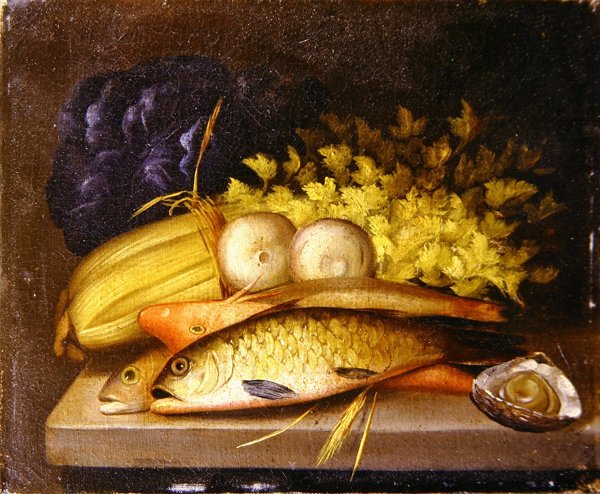 Natürmort balık, 1840 dolayları (tuval üzerine yağlı boya) by English School