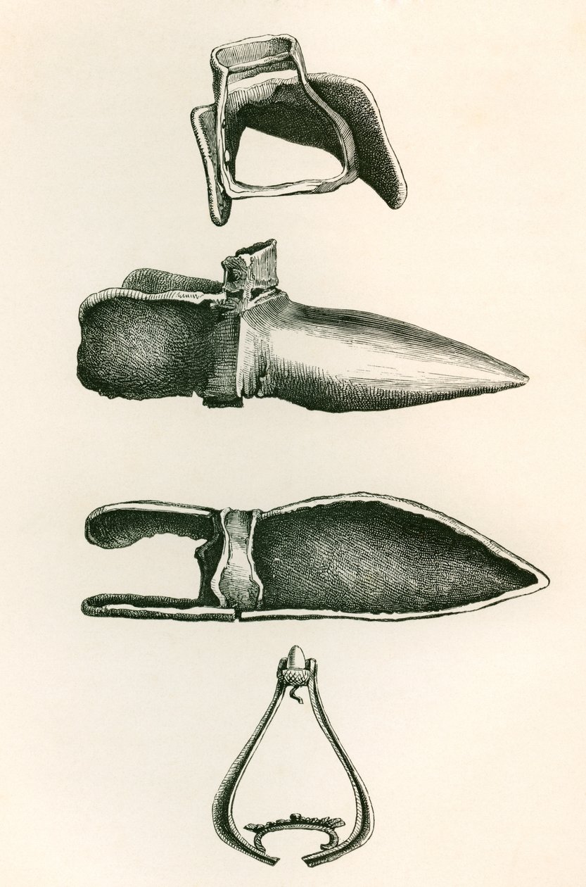 The British Army: Its Origins, Progress and Equipment'tan Üzengi ve Sollerets, 1868'de yayınlandı. by English School