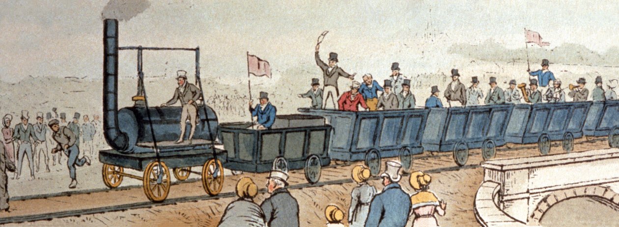 Stockton-Darlington Demiryolu. 1830 dolaylarında (gravür) by English School
