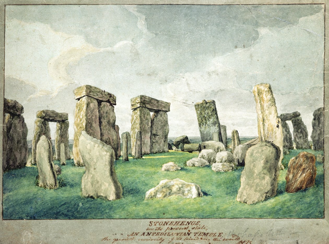 Mevcut Durumunda Stonehenge, Anpedilunian Tapınağı, 1821 (kağıt üzerinde wc) by English School