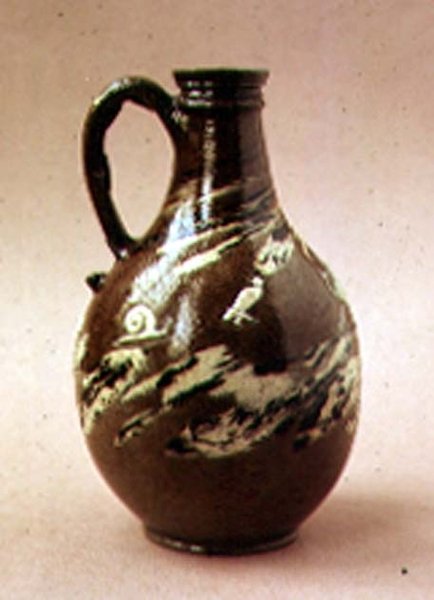 J.Dwight, Fulham Pottery, geç 17. yüzyıl tarafından mermer süslemeli taştan şişe by English School