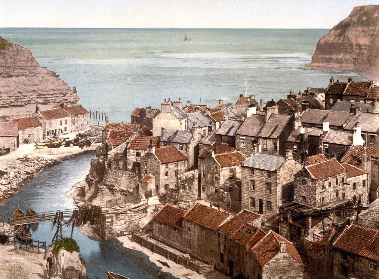 Staithes (el boyaması fotoğraf) by English School