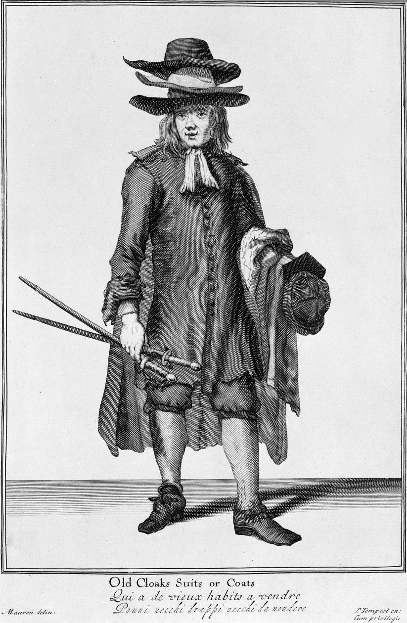 Eski Pelerinler, Takım Elbiseler ve Paltolar satan sokak satıcısı, 1666 by English School