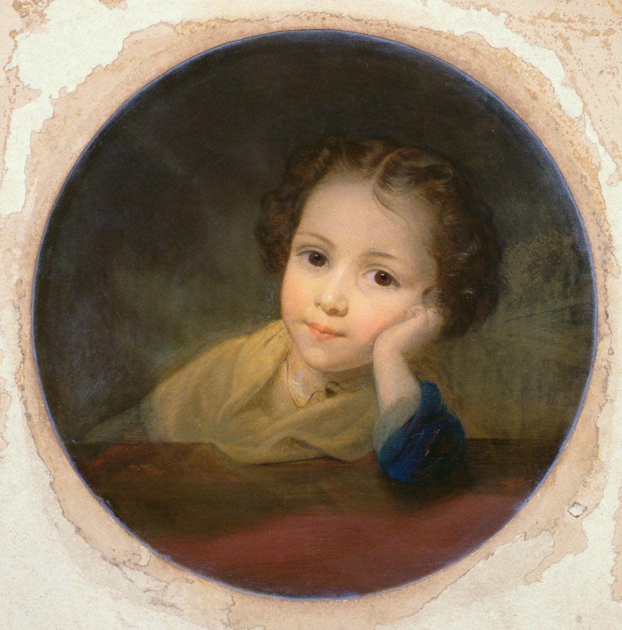 Bir Çocuğun Çalışması, c.1850 (kart üzeri yağlı boya) by English School