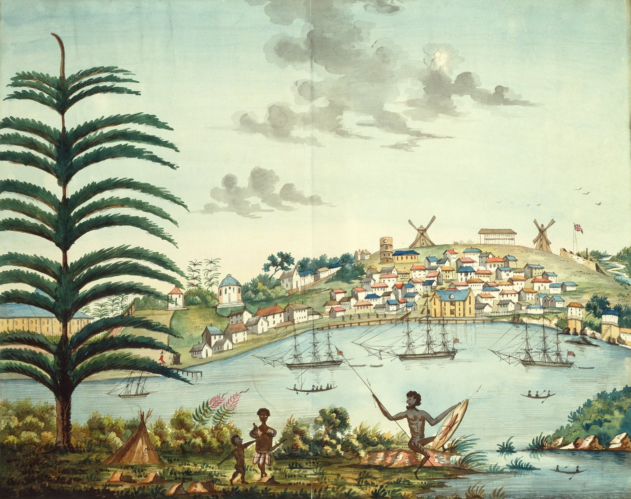 Sidney Koyu ve Kasabası, 1806 dolayları (suluboya) by English School